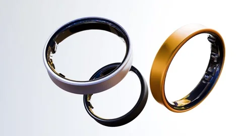 3d animation of smart rings scattered in the white background Stock Footage 292746245