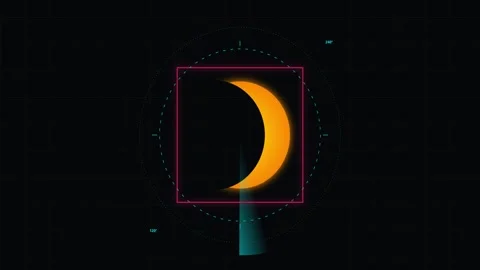 3D Animation of Solar Eclipse with Grid Interface Stock Footage 341416199