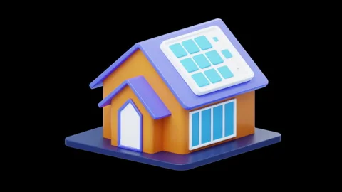 3D Animation of Solar Panel House Stock Footage 286931394