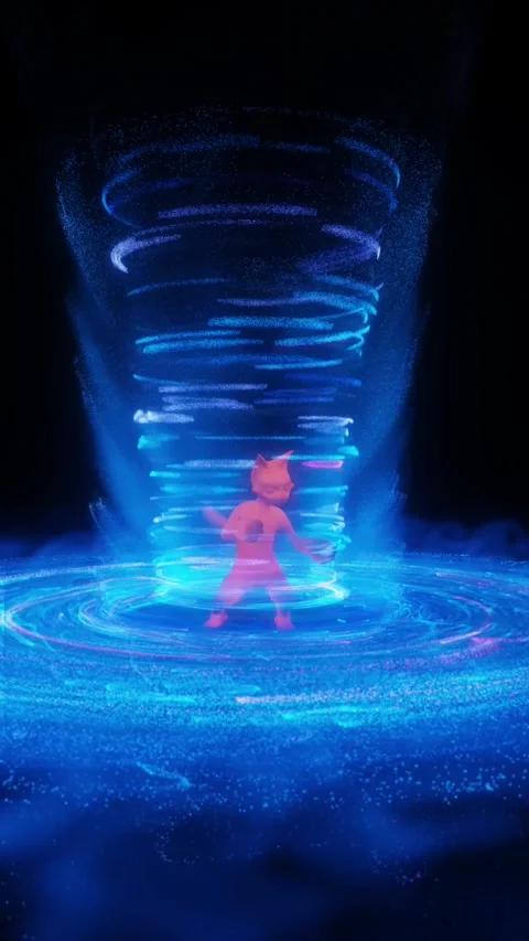 3D Animation. Sorcery Cat is Casting a Magical Vortex Stock Footage 302879663