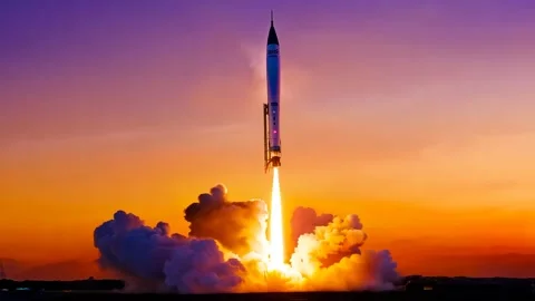 3D Animation of Sounding Rocket Launch with Support Rail 4K Stock Footage 332132790