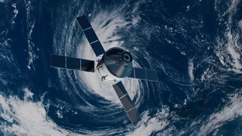 3d animation of a space station in space, with solar panels Stock Footage 128565099