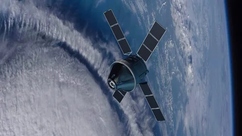 3d animation of a space station in space, with solar panels Stock Footage 128582593