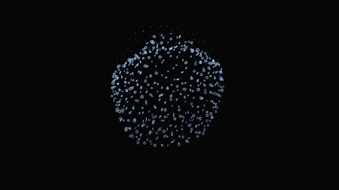 3D animation of a sphere formed by glowing binary code digits Stock Footage 346663551