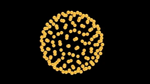 3d animation. Sphere of small golden balls. 動画素材 86282320