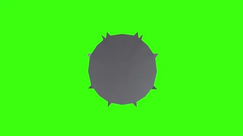3D animation of a spiked object spinning on green backdrop 스톡 동영상 296015970