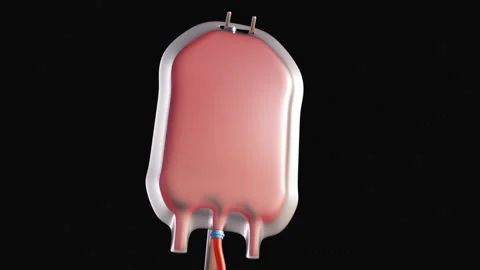 A 3d animation of spinning red infusion IV bag Stock Footage 339167597
