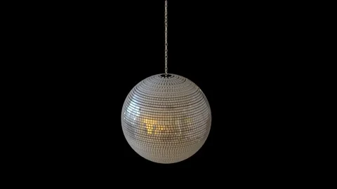 3D animation of a spinning shiny disco ball on a gray background. Video stock 323363302