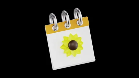 3D Animation of Spring Calendar, Color Key, Alpha Channel Stock Footage 277180123
