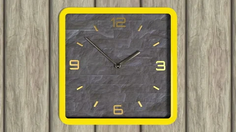 3d animation of square shape clock on the wall. Seamless pattern of time moving. Stock Footage 111790608