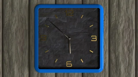 3d animation of square shape clock on the wall. Seamless pattern of time moving. Stock Footage 111790650