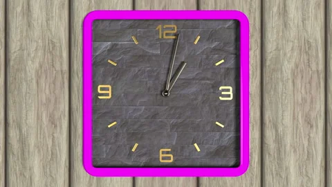 3d animation of square shape clock on the wall. Seamless pattern of time moving. Stock Footage 111790690