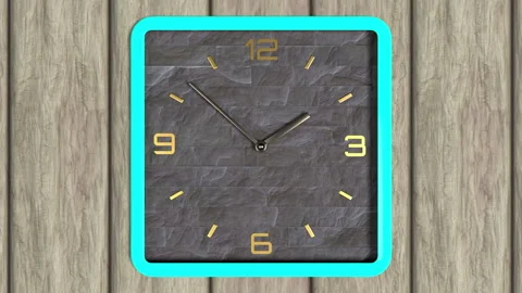 3d animation of square shape clock on the wall. Seamless pattern of time moving. Stock Footage 111790708