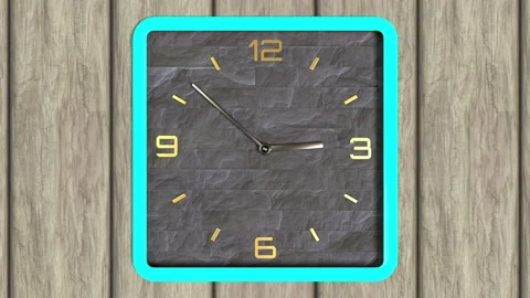 3d animation of square shape clock on the wall. Seamless pattern of time moving. Stock Footage 111790779
