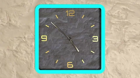 3d animation of square shape clock on the wall. Seamless pattern of time moving. Stock Footage 111790817