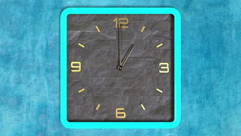 3d animation of square shape clock on the wall. Seamless pattern of time moving. Stock Footage 111790973