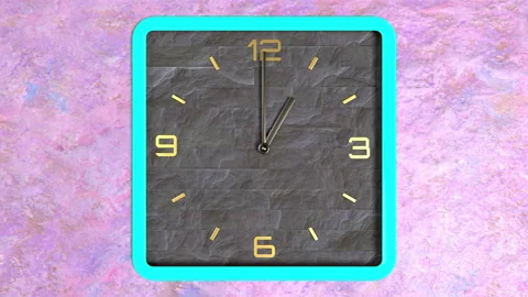 3d animation of square shape clock on the wall. Seamless pattern of time moving. Stock Footage 111791005