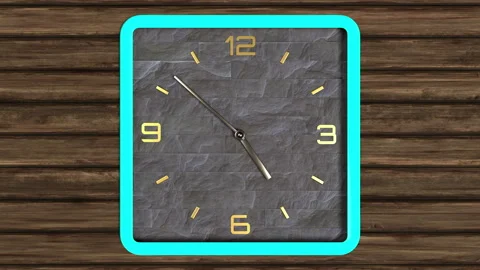 3d animation of square shape clock on the wall. Seamless pattern of time moving. Stock Footage 111791012