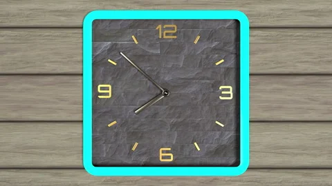 3d animation of square shape clock on the wall. Seamless pattern of time moving. Stock Footage 111791054