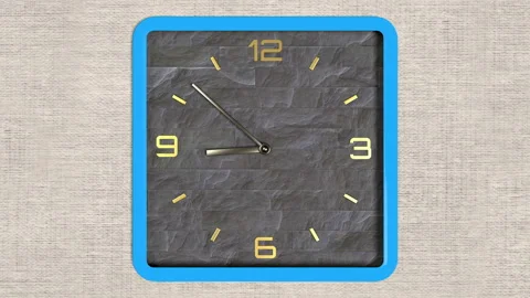 3d animation of square shape clock on the wall. Seamless pattern of time moving. Stock Footage 111868673