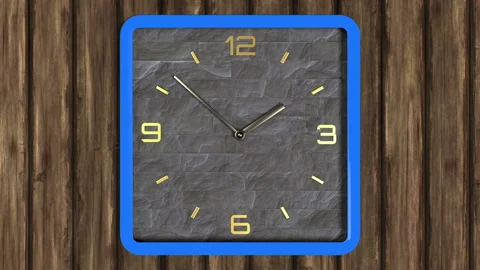 3d animation of square shape clock on the wall. Seamless pattern of time moving. Stock Footage 111869166