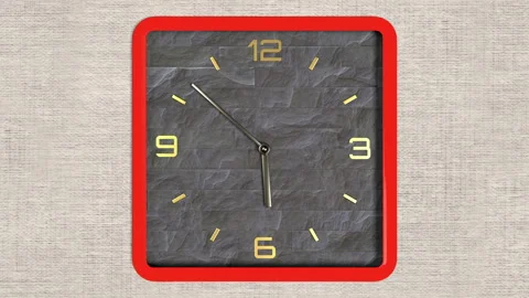 3d animation of square shape clock on the wall. Seamless pattern of time moving. Stock Footage 111869234
