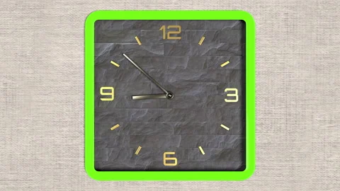 3d animation of square shape clock on the wall. Seamless pattern of time moving. Stock Footage 111869292