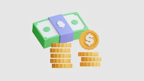 3d animation Stacks of coins with a dollar sign. Alpha Channel. Stock Footage 274053357