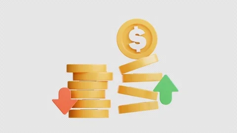 3d animation Stacks of coins with a dollar sign. Alpha Channel. Stock Footage 274053362