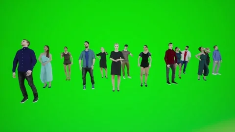 3D animation of standing public protests in America green screen chromakey Видео 246417249