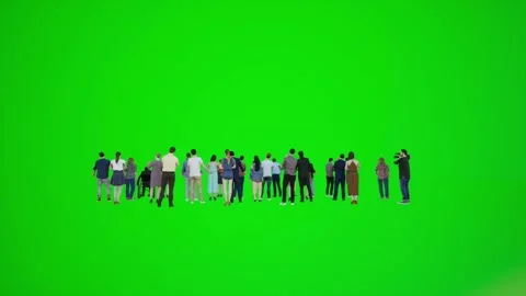 3D animation of standing public protests in London green screen Chromaki Video stock 246417304