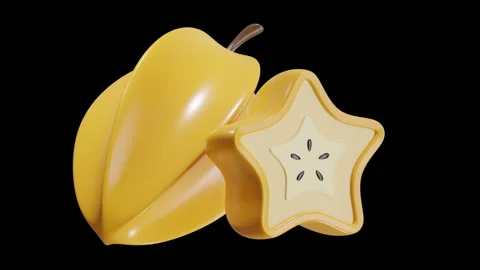 3D Animation of Star Fruit Stock Footage 286931343