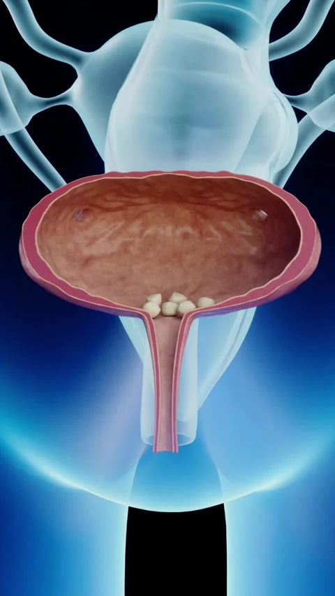 3D animation of stone formation in the infected urinary tract. 스톡 동영상 345101353