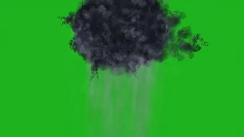 3D animation of a stormy cloud raining and collapsing on a green background - in Stock Footage 164923803