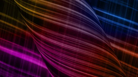 3d animation stream of colored ribbons flying on a black background with neon li Stock Footage 171375406