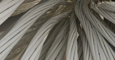 3d animation of the structure of twisted white fibers or cables Stock Footage 335827035