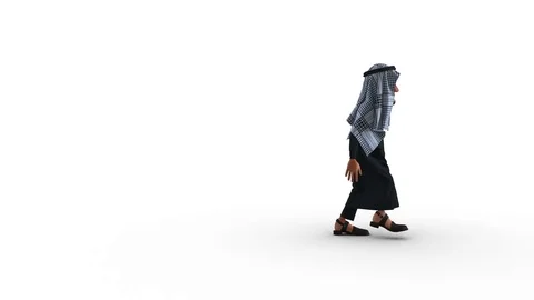3d Animation of a Stylized Middle Eastern Man with cast shadow. Stock Footage 79548128