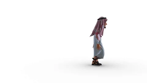 3d Animation of a Stylized Middle Eastern Man with cast shadow. Stock Footage 79548199