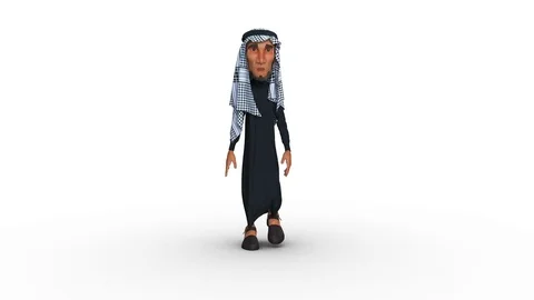 3d Animation of a Stylized Middle Eastern Man with cast shadow. Stock Footage 79548232