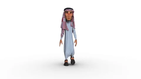 3d Animation of a Stylized Middle Eastern Man with cast shadow. Stock Footage 79548238