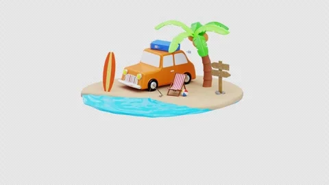 3d animation of summer beach travel scene Stock Footage 319215413