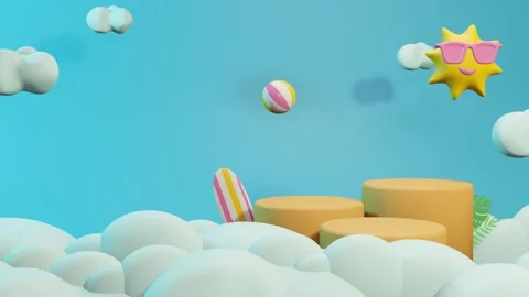 3D animation summer sales social media post template. Stock Footage 242516140