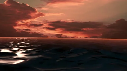 3D animation of a sunset landscape on the background of the ocean Stock Footage 224363139