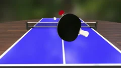 3D animation Ping pong game on blue back, Stock Video