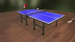 3D animation Ping pong game on blue back, Stock Video