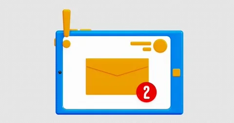 3D animation tablet icon with new message icon on display. Stock Footage 267715208