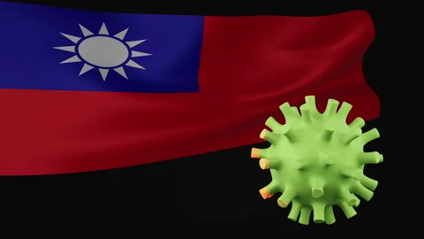 3D animation of Taiwan flag the disappearance of the covid virus Stock Footage 172461230