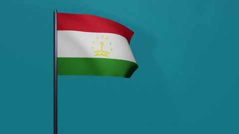 3D animation of Tajik flag waving in the wind on a blue background. Stock Footage 170574776