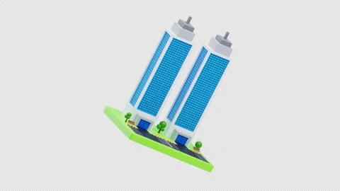 3D Animation of Tall Skyscraper Towers Stock Footage 313412190