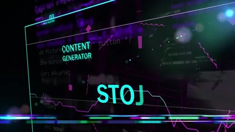 3d animation of technologies using AI. Words content generator, smart homes  Stock Footage 302926535